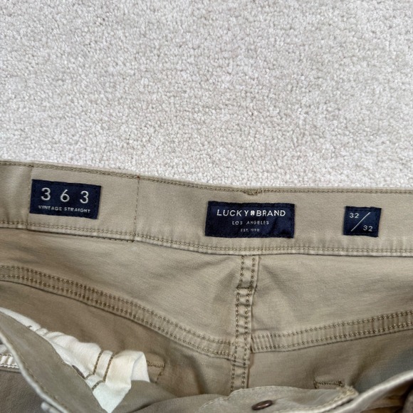 Lucky Brand 363 Vintage Straight Mens 32x32 Khaki Tan Stretch Chino Pants - Picture 4 of 8